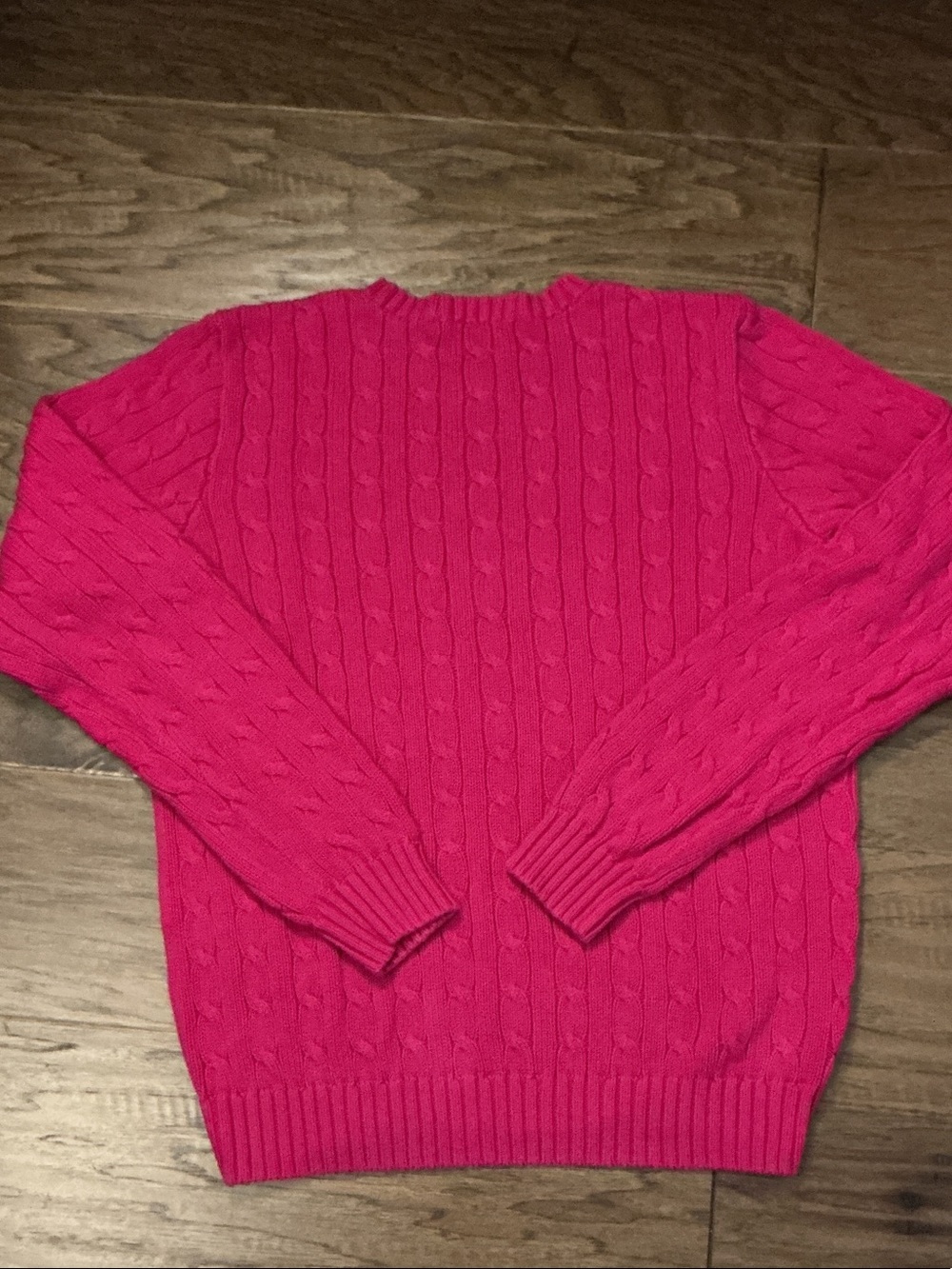 Ralph Lauren Sport Women’s XL Vintage Hot Pink Crew Neck Cable Knit Yellow pony - Picture 6 of 7